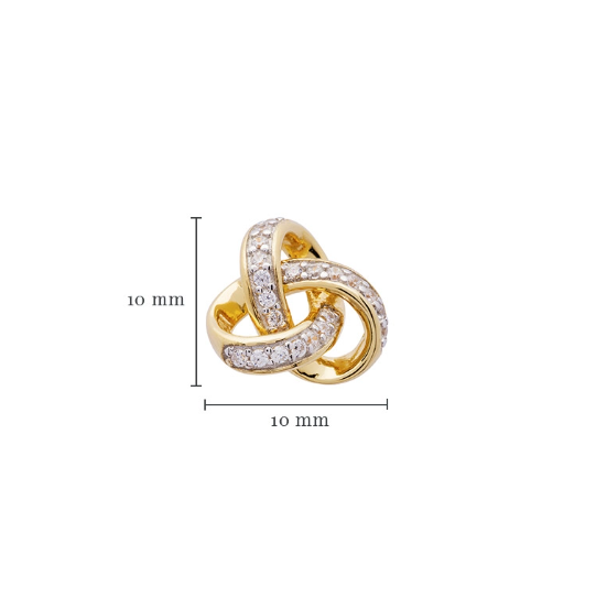 14KT Gold Vermeil Stud Celtic Knot Earrings Adorned with White Cubic Zirconias
