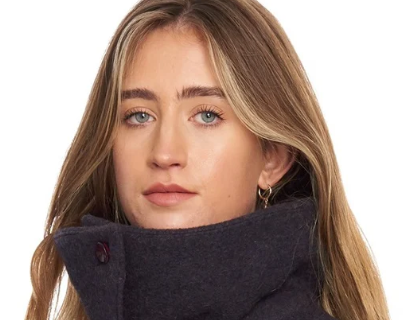 Cape in Double-Face Cloth with Convertible Collar