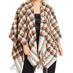 Shawl with Large Houndstooth Check Design