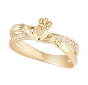10K Gold Claddagh Crossover Ring