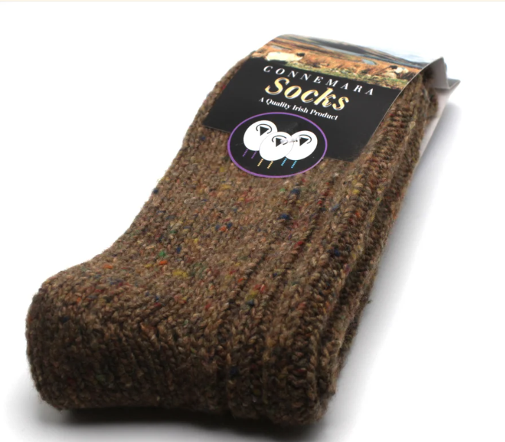 Connemara Socks - Brown Wool Blend With Flecks