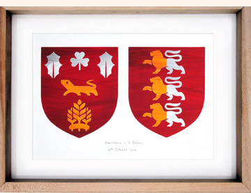 Custom Double Family Crests - Reclaimed Wooden Frame