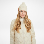 Shrule Aran Natural Hat with Pom Pom