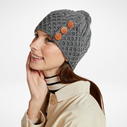 Shrule Aran Grey Hat with Pom Pom
