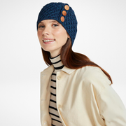 Shrule Aran Navy Hat with Pom Pom