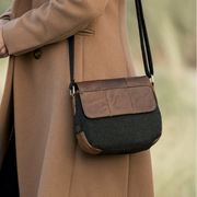 Herringbone and Leather Flap Bag