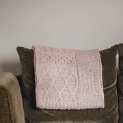 Keel Aran Patchwork Merino Blanket - Oat