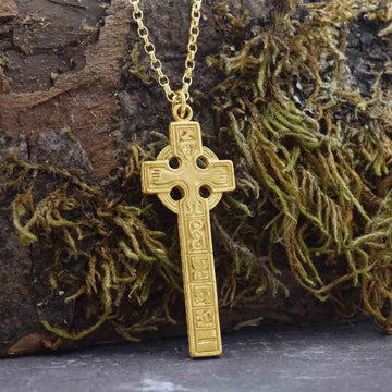 Gold Celtic Cross of Moone Pendant