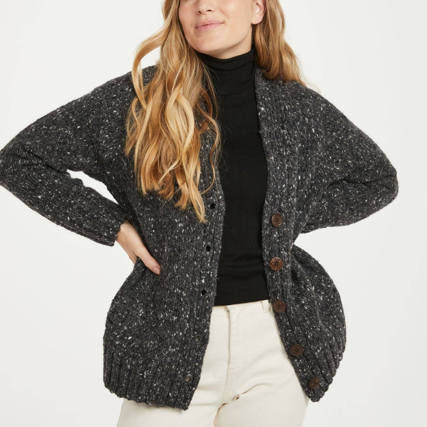 Bonny Glen Ladies Tweed Charcoal Cardigan