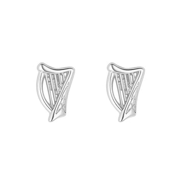 Sterling Silver Harp Stud Earrings