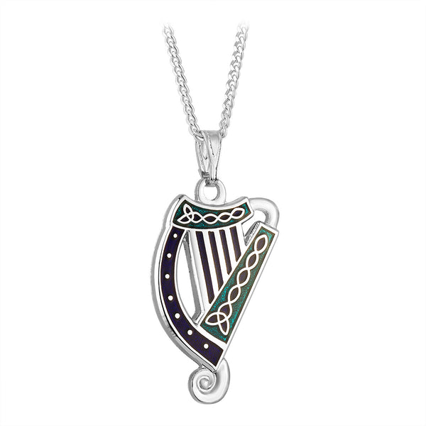 Blue Enamel Harp Pendant