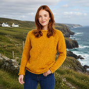 Brackloon Tweed Roll Neck Yellow Ladies Sweater
