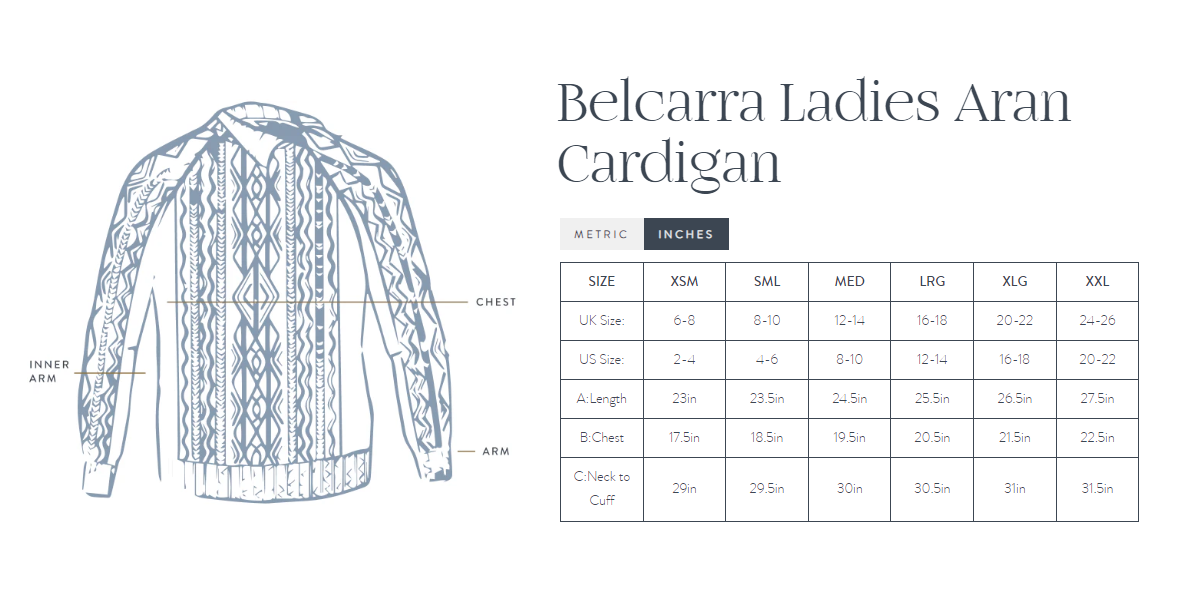 Belcarra Ladies Aran Cardigan