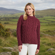 Listowel Ladies Aran Raspberry Cabled Sweater