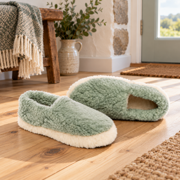 Green Wool Full Slippers