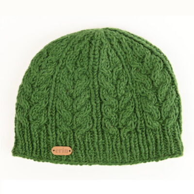Aran Cable Pullon Hat Green