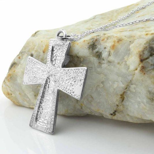 Claddagh Cross Necklace with Connemara Marble