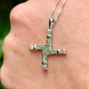 St. Brigid Cross Necklace with Connemara Marble