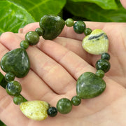 Connemara Marble Bracelet With Round And Heart Nuggets