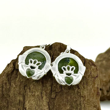 Claddagh With Connemara Marble Heart Earrings