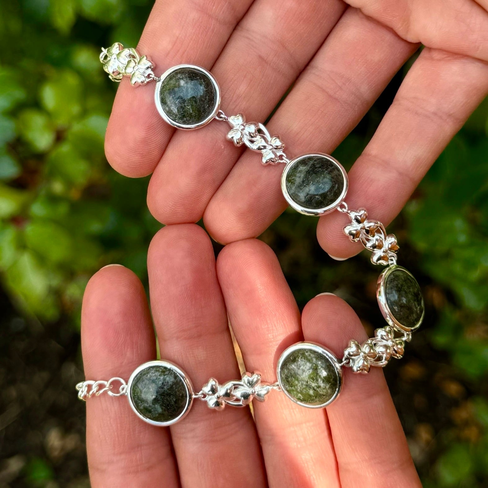 Connemara Marble Shamrock Link Bracelet