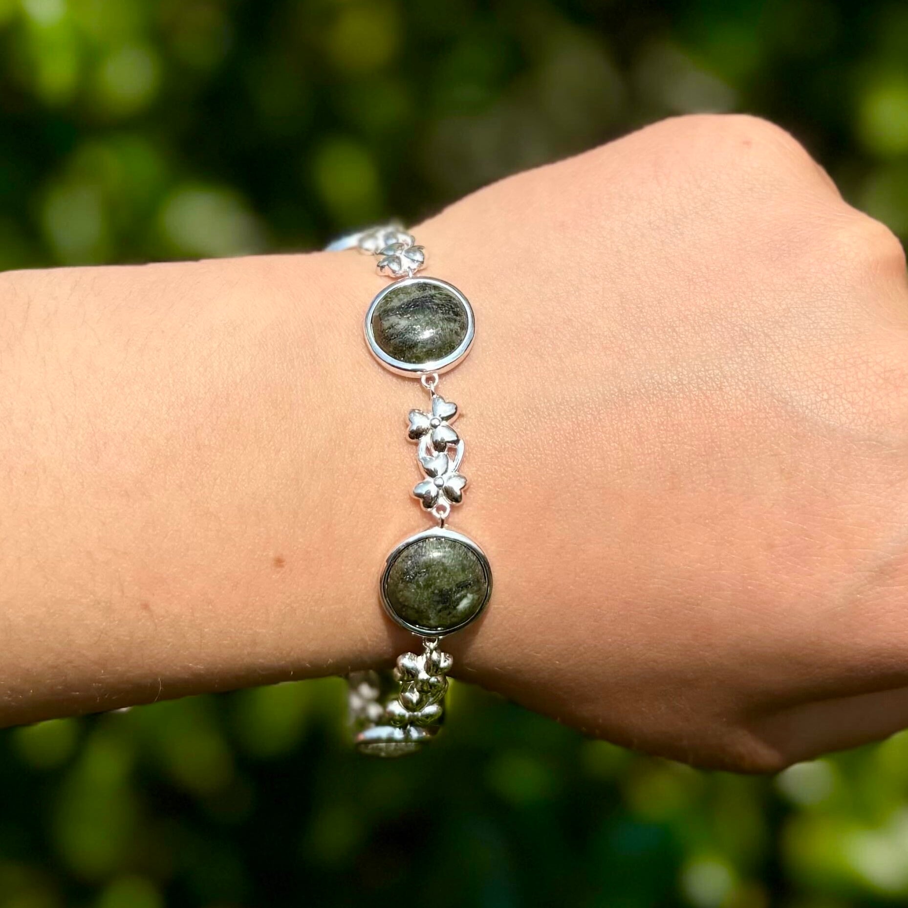 Connemara Marble Shamrock Link Bracelet