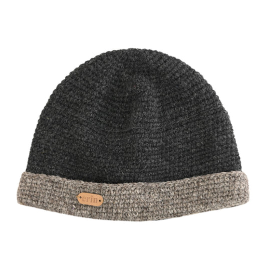 Crochet Turn Up Hat Charcoal