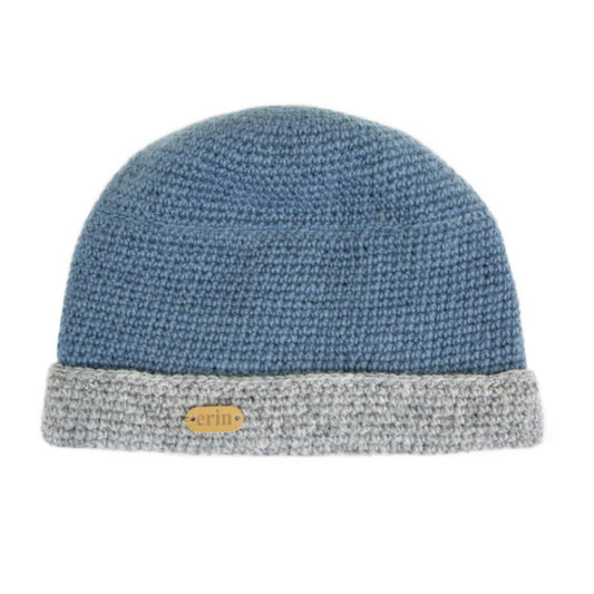 Crochet Turn up Hat Denim