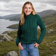 Knightstown Ladies Aran Green Crew Sweater