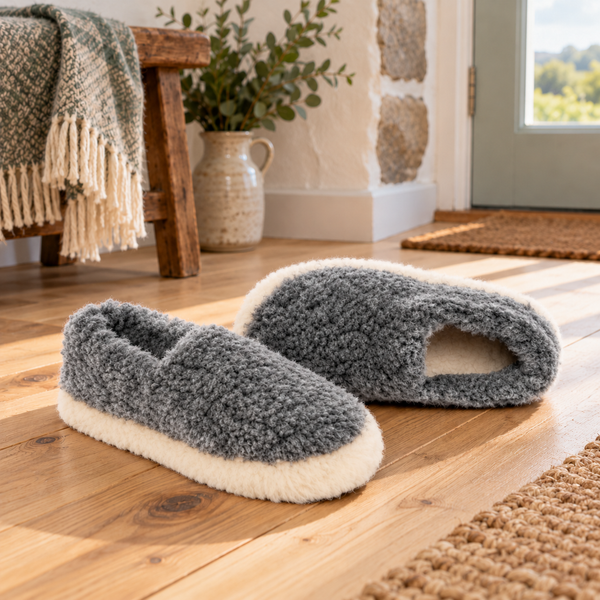 Charcoal Wool Full Slippers