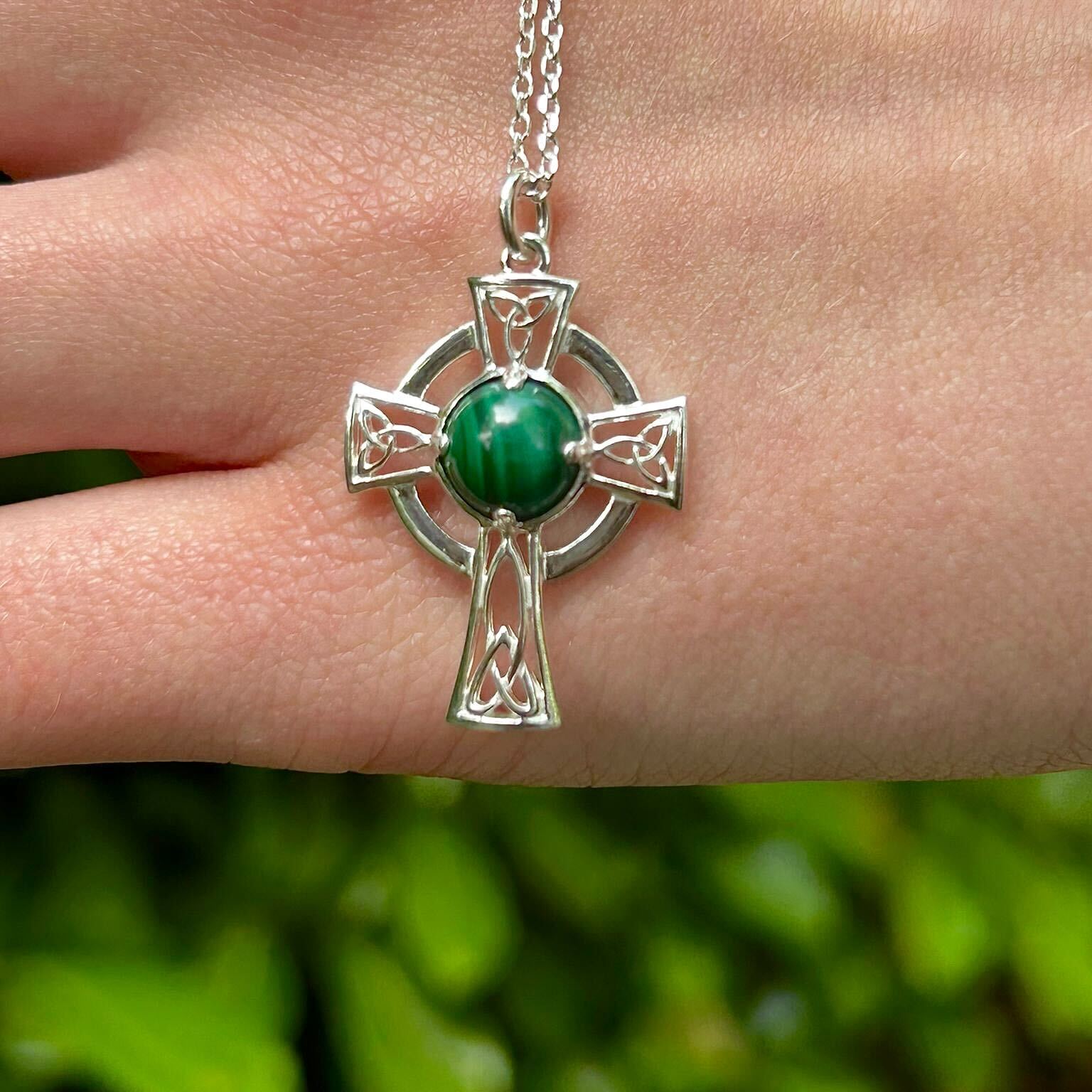 Sterling Silver And Malachite Cross