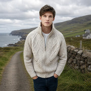 Brannock Men's Oat Aran Zipper Cardigan