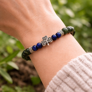 Connemara Marble and Blue Tigers Eye Gemstone Stretch Bracelet