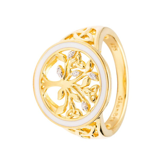 Gold Vermeil Celtic Tree of Life Ring with Enamel