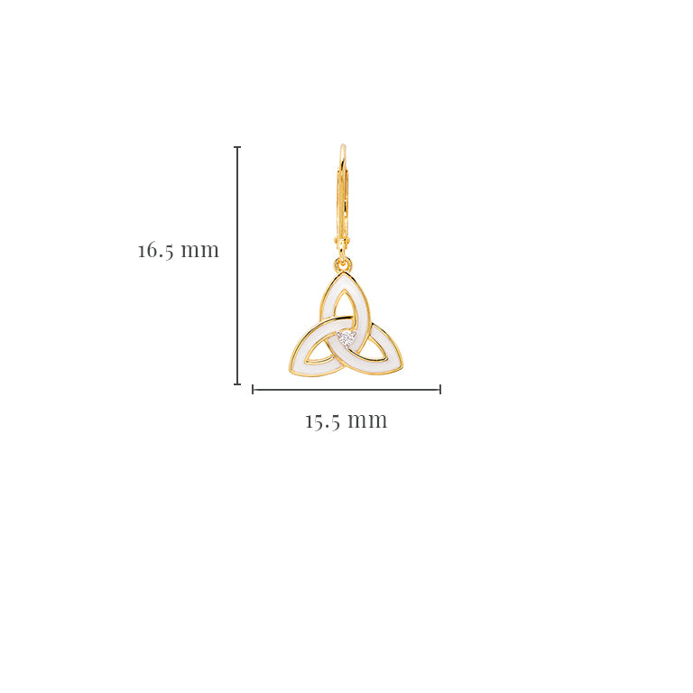 Gold Vermeil White Enamel Celtic Trinity Knot Earrings