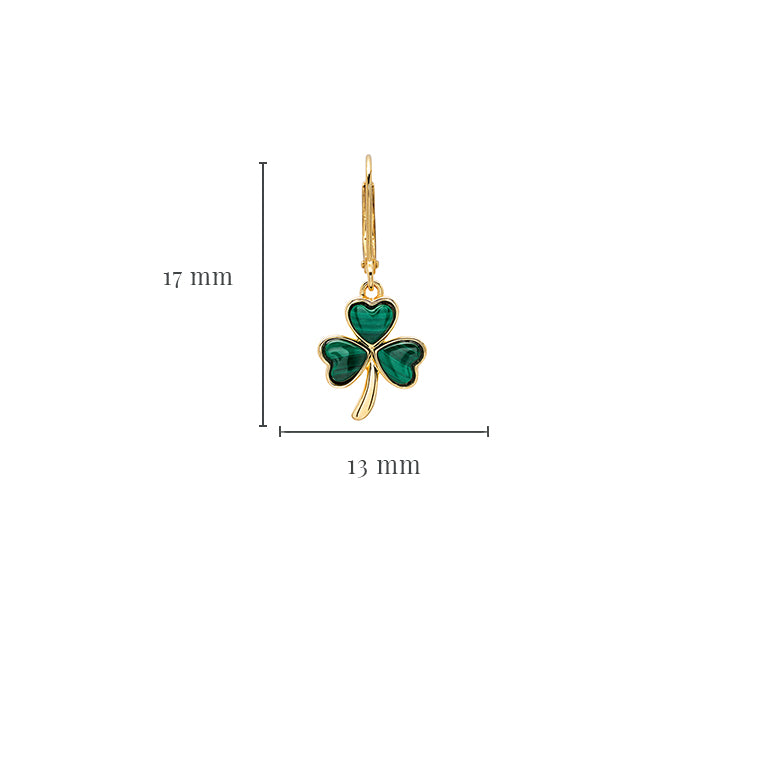 Gold Vermeil Malachite Shamrock Earrings