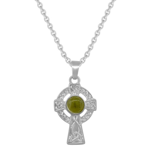 Celtic Cross Pendant with Connemara Marble