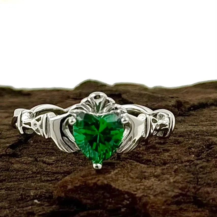 Emerald Twist Claddagh Ring