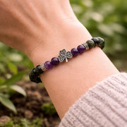 Irish Shamrock Bracelet with Connemara Marble and Amethyst Gemstone