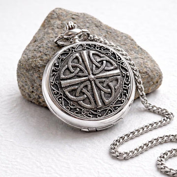 Mullingar Pewter Mechanical Pocket Watch with Trinity Knot,Pocket Watch