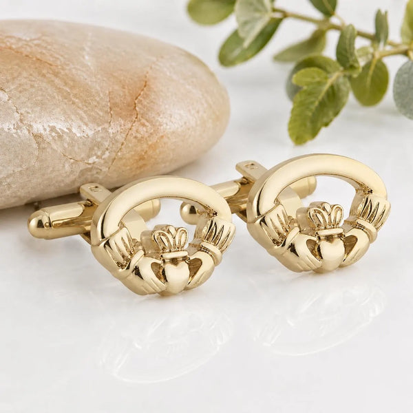 Rhodium Plated Claddagh Cufflinks