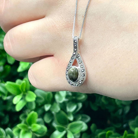 Silver Marble & Marcasite Celtic Necklace