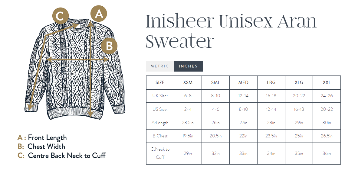 Inisheer Traditional Mens Aran Sweater