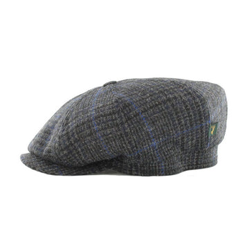Grey Driving Cap with Blue Stripes