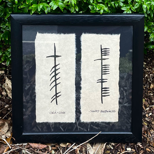 Ogham 'Love and Happiness' Framed Irish Gift