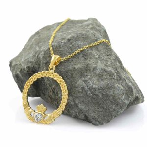 Gold Over Sterling Silver Claddagh Necklace