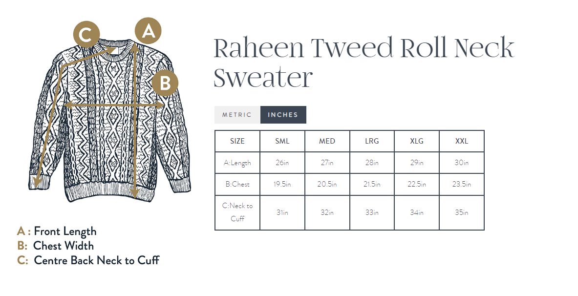 Raheen Tweed Roll Neck Mens Sweater