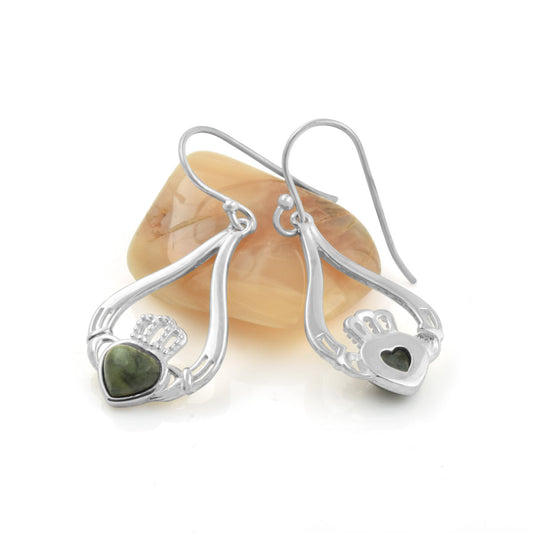 Claddagh Earrings with Connemara Marble