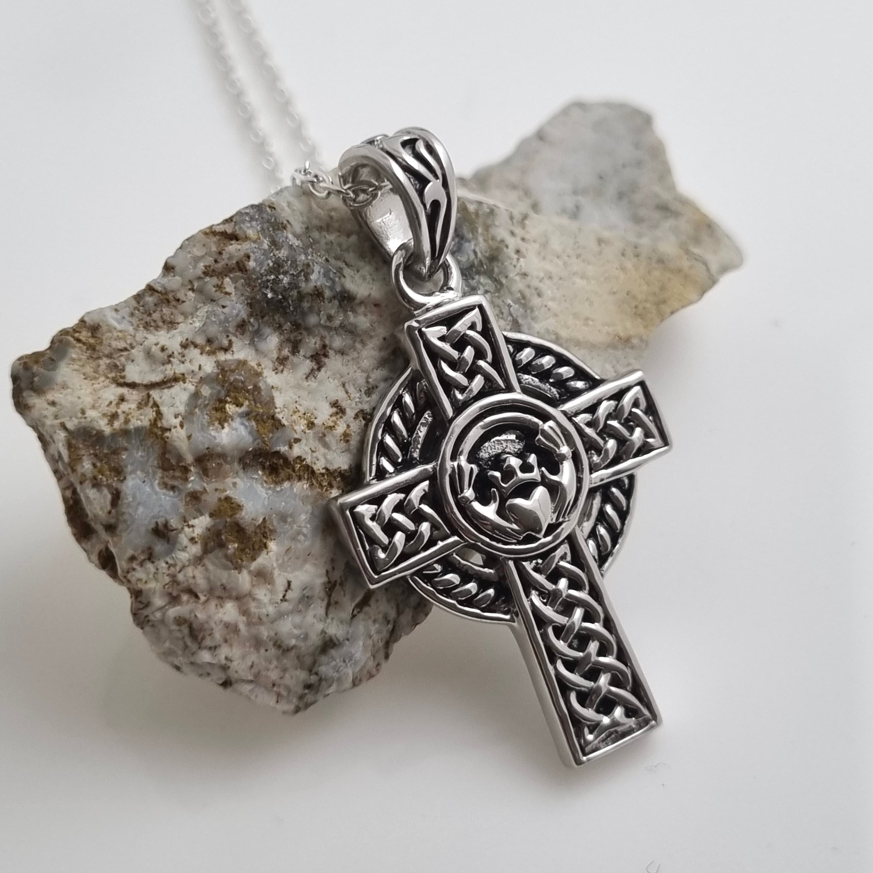 Silver Claddagh Cross Necklace