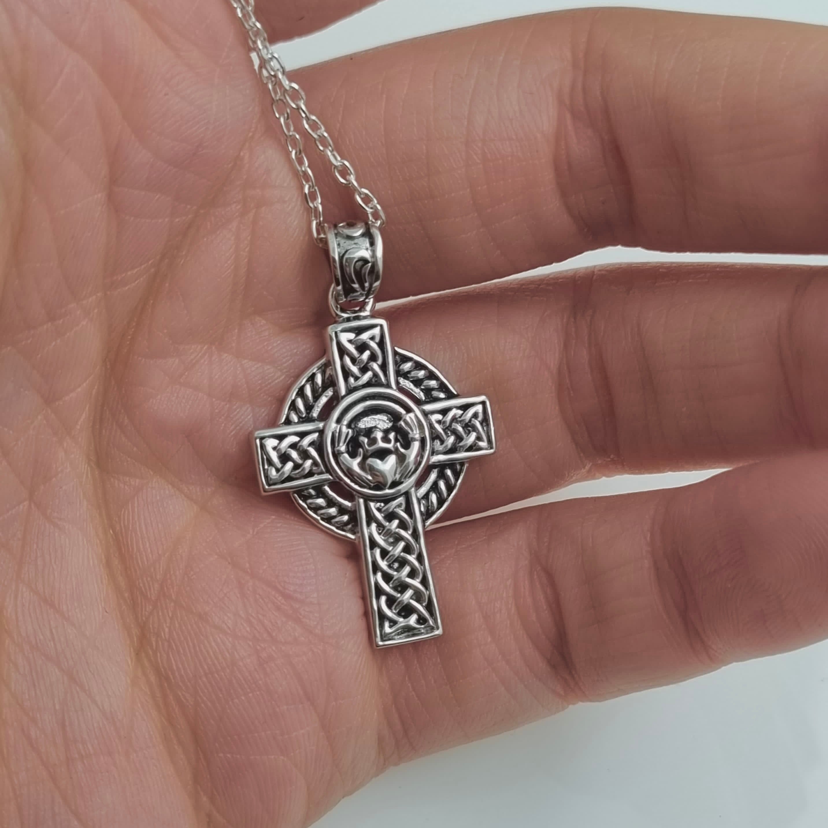 Silver Claddagh Cross Necklace